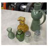 Collection of vintage glassware items, including