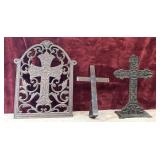 3 pc. vintage cast iron wall cross, standing