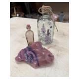 Purple Floral Bottle, Tiny Purple Bottle, and