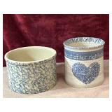 2 pc. vintage  low jars pottey by :Susan Brown