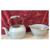2 pc. Wear Ever vintage pewter  tea kettle,