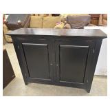Distressed black wooden media console/credenza.