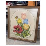 Vintage crewel embroidery design titled "Tulip