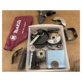 Assortment of angle grinder accessories and