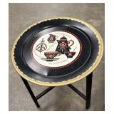 metal serving tray and custom accent made wooden