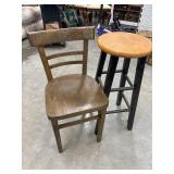 Vintage solid wood cafe/bistro dining chair, and