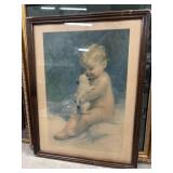 Antique art print titled "Chums" by the