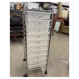 10-drawer rolling mobile storage cart.