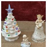 3 pc. ceramic tabletop Christmas tree figurine,