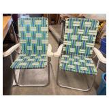 2 Vintage Green/Blue/Yellow Outdoor Folding