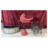 3 pc. ceramic bird figurine half-moon