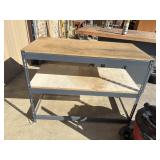 Heavy-duty boltless metal workbench with a wooden