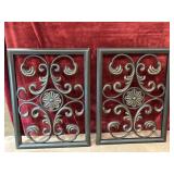 2 pc. framed square metal scroll wall decor
