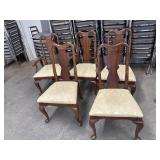 5 Vintage Queen Anne-style dining chairs feature