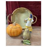 5 pc. Rustic metal basket, handpainted woman