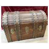 vintage wooden barrel-top chest