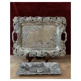 2 pc. vintage 1998 Arthur Court Bunny Rabbit Tray