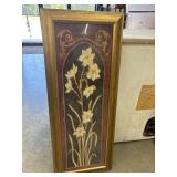 Vintage framed 3D bas-relief botanical wall