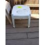 2 WHITE  SMALL PLASTIC  PATIO TABLES