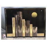 Mcm Large Mirrored Look Skyline Framed