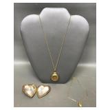 Vintage Gold Toned Lockets &12k Gf Necklace