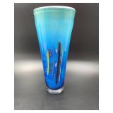 Venetian Blue Murano Italian Blown Glass Vase