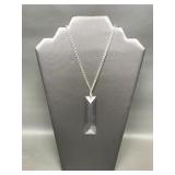 .925 Silver Heavy Chain And Crystal Necklace