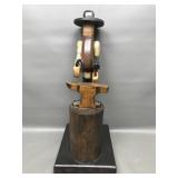 Signed Folk Art Wooden Blacksmith Sculpture