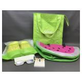 Watermelon Cooler Bag, Croc Look Bling Shoes &
