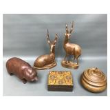 Imperfect Wooden Pig, Deer, Trinket Boxes & More