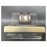 Sterling Silver Handled Comb & Vintage Brooch