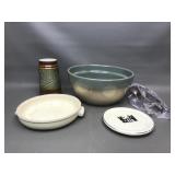 Vintage Pottery Pieces & Mcm Flatware