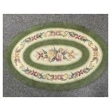 Vtg Oval Hooked Rug