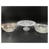 Early American Pressed Glass Gold Edged Bowl, Cake