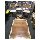 French Provincial Style Wood Table & Chairs