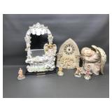 Vintage Resin Angel Mirror, Statue, Clock & More