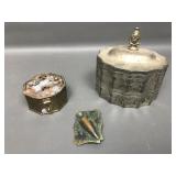 Antique Amphora Brooch, Godinger Vanity Box &