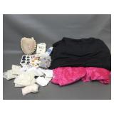 Vtg Stretch Knit, Pink Velour & Sewing Supplies