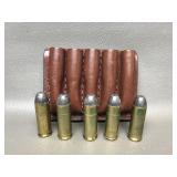 Five Rounds .45 Colt Rounds And Leather Case