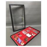 Vintage & Modern Jewelry In Glass Top Case