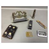 Antique Brass Toilet Paper Holder, Leather Ammo