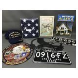 American Flag, Vintage Michigan License Plates &