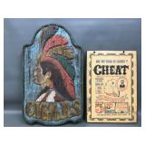 Vtg Cigar & Card Sharks Of America Wall Plaques