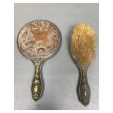 Antique Art Nouveau Mirror And Brush Set