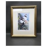 Signed & Professionally Framed Puffin Watercolor