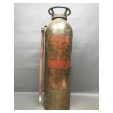 Vintage Stop Fire Polished Brass Extinguisher
