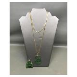 Vintage Carved Jade Necklace & Pendant