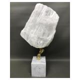 Ella Selenite Cut Crystal On Marble Base Sculpture