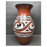 Signed Ukrainian Art Xlpolychrome Vase W Animal