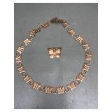 Vtg Copper Concho Belt & Brooch Southwestern Style